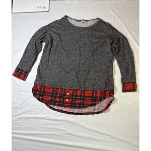 Womens Egs California pullover‎ sweater, long sleeve, black/red, plaid  size L